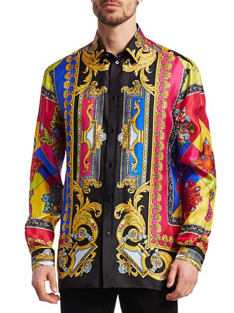 versace silk shirts men cheap|silk shirt men's versace style.